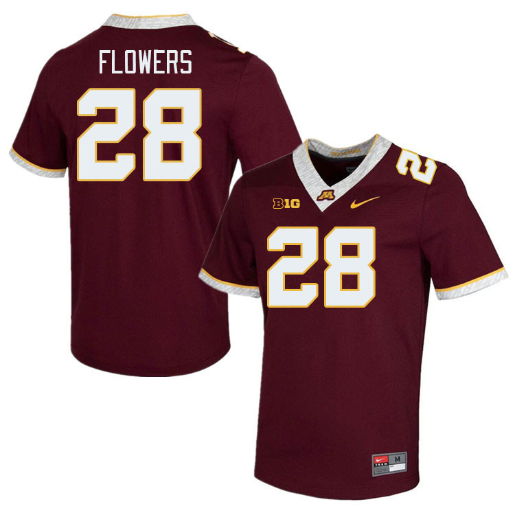 Men #28 Chris Flowers Minnesota Golden Gophers College Football Jerseys Stitched-Maroon